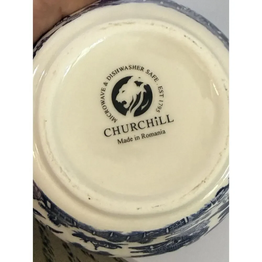 Churchill WILLOW BLUE Georgian Vintage England 4 oz SUGAR BOWL & LID 4x4”